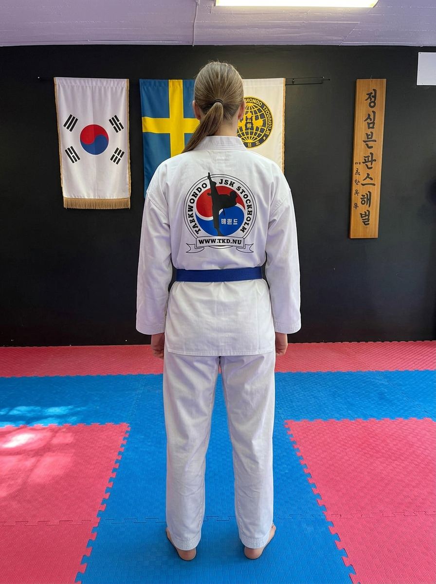 JSK Taekwondo dobok i dojon på Döbelnsgatan 64 i Vasastan