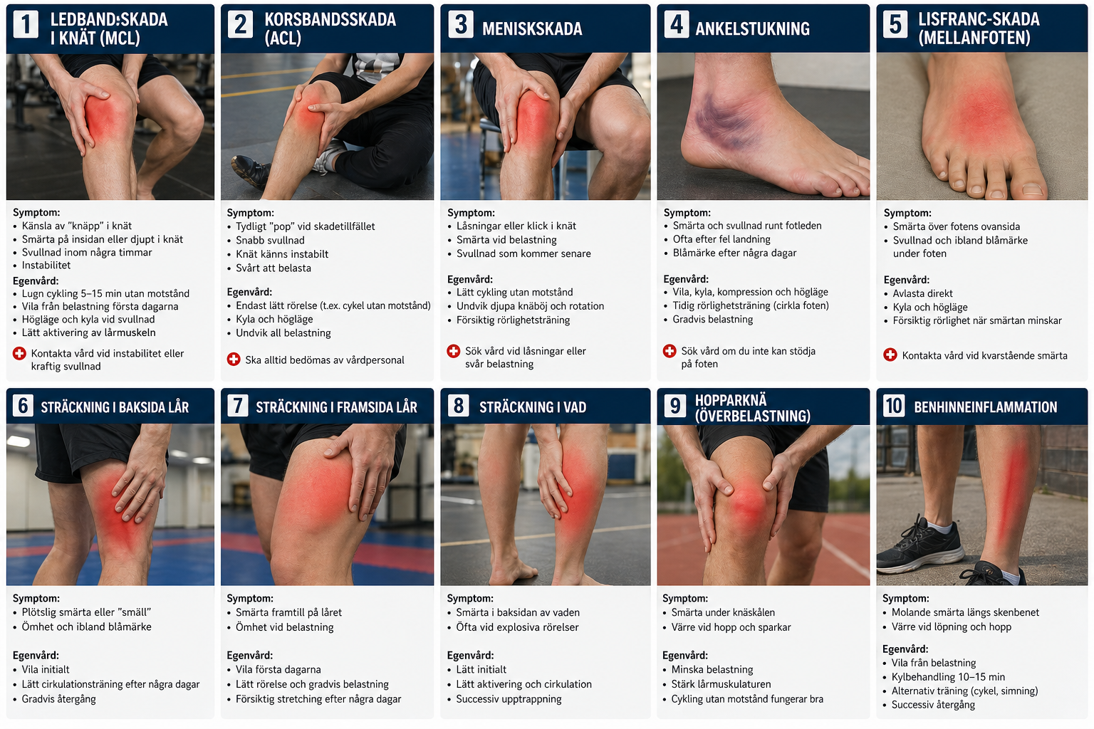 Översikt över de 10 vanligaste skadorna inom Taekwondo med symptom och egenvård